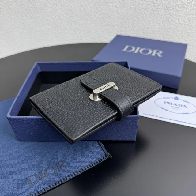 Dior Normandie Vertical Bifold Wallet in black Dior Icons calfskin