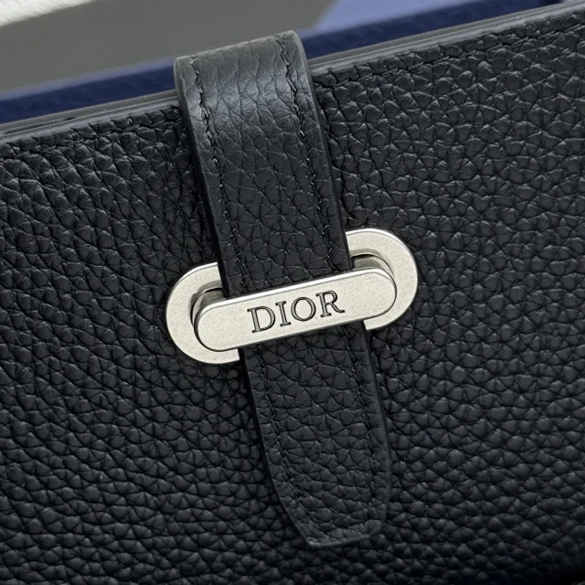 Dior Normandie Vertical Bifold Wallet in black Dior Icons calfskin