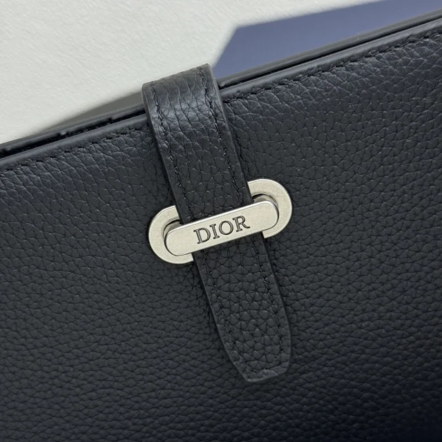 Dior Normandie Vertical Bifold Wallet in black Dior Icons calfskin