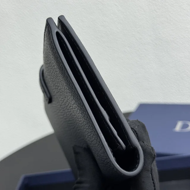 Dior Normandie Vertical Bifold Wallet in black Dior Icons calfskin