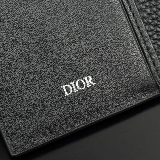 Dior Normandie Vertical Bifold Wallet in black Dior Icons calfskin