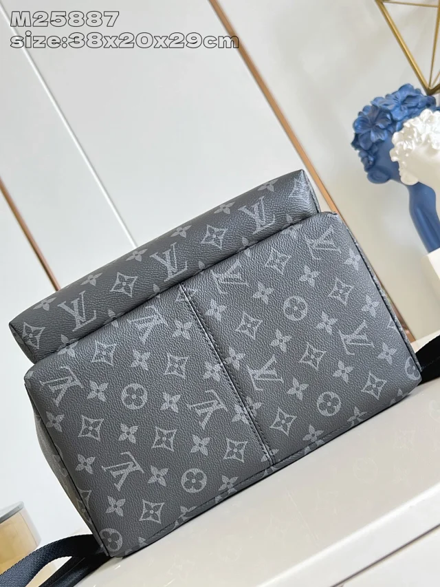 LV Discovery Backpack bag PM in Monogram Eclipse canvas with a green accent
