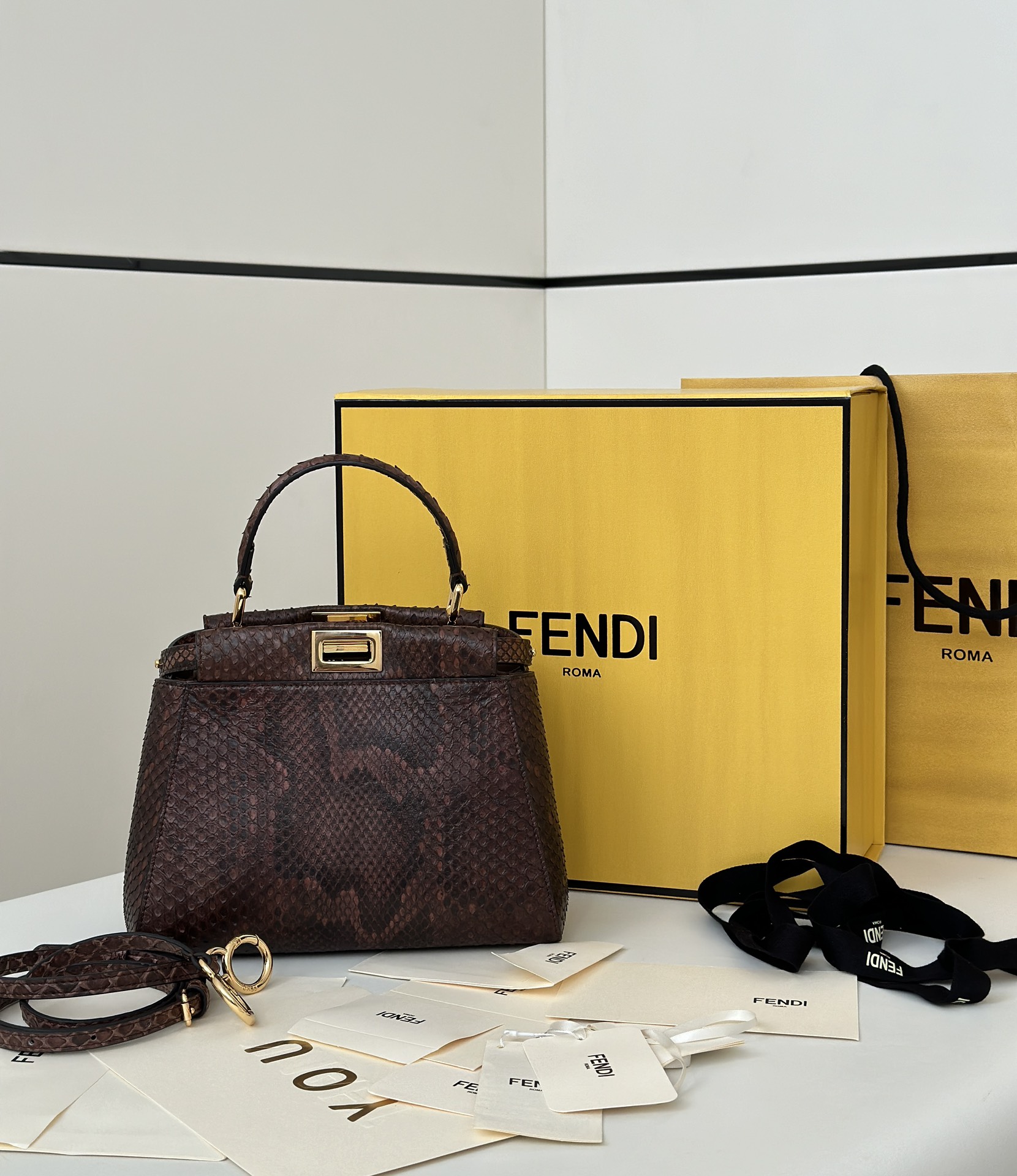 Fendi Peekaboo ISeeU Small bag in natural python leather