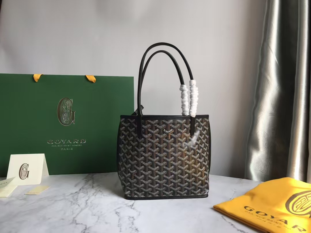 Goyard Anjou Mini tote bag in black Goyardine canvas