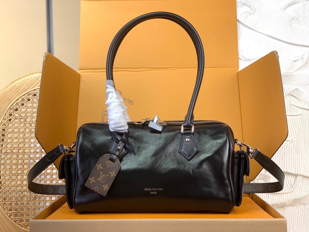 LV Speedy Cargo Vibe bag in black lambskin leather