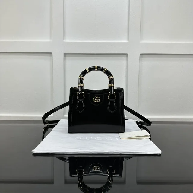 Gucci Diana Mini Tote Bag in black leather
