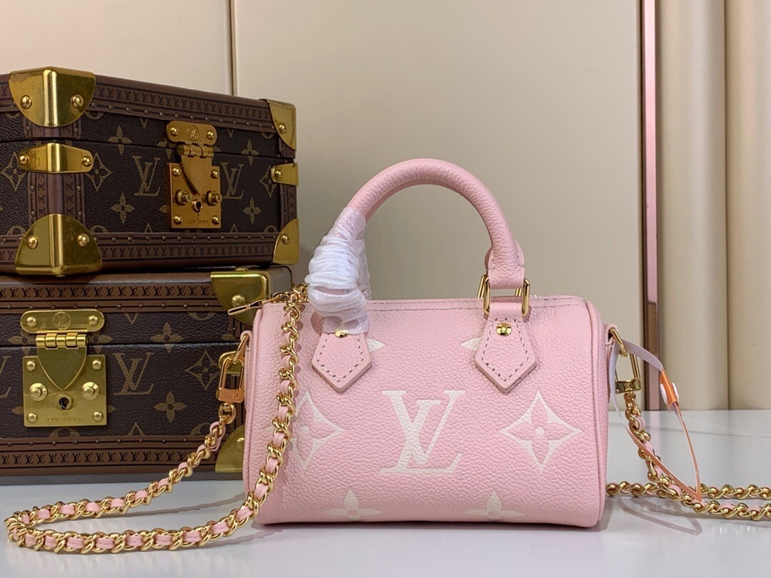 LV Nano Speedy bag in pink Monogram Empreinte leather