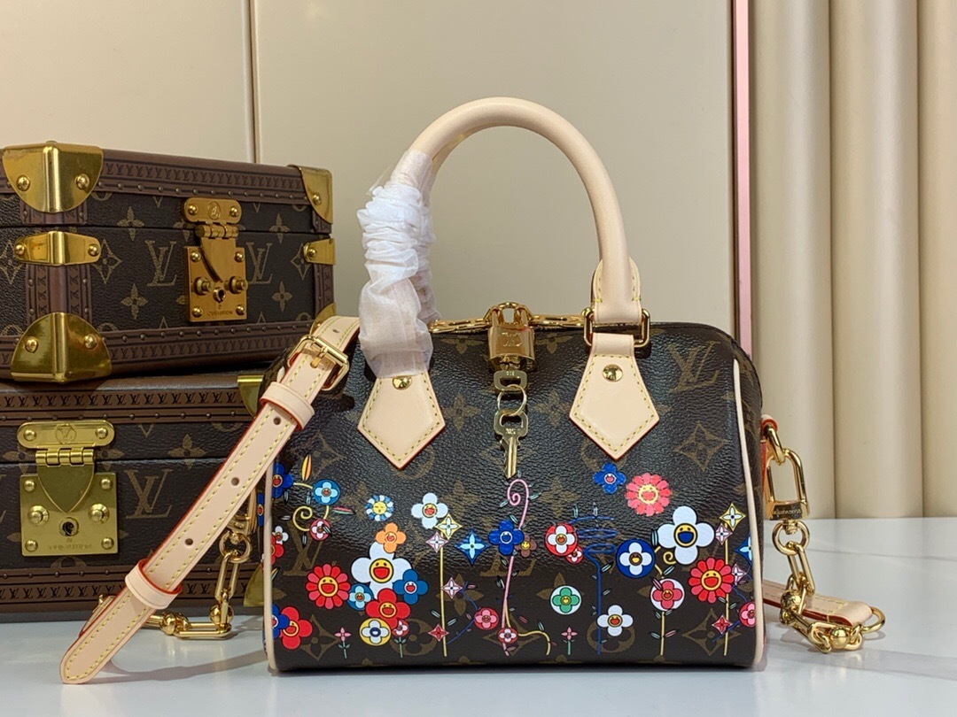 LV x Takashi Murakami Speedy Bandouliere 20 in Monogram canvas