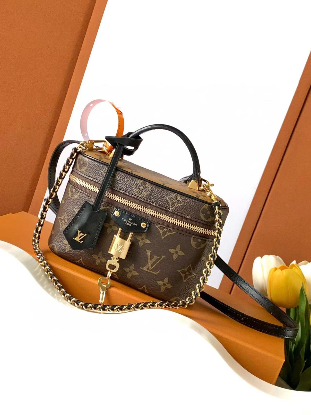 LV M47125 monogram reverse Vanity Chain Pouch bag