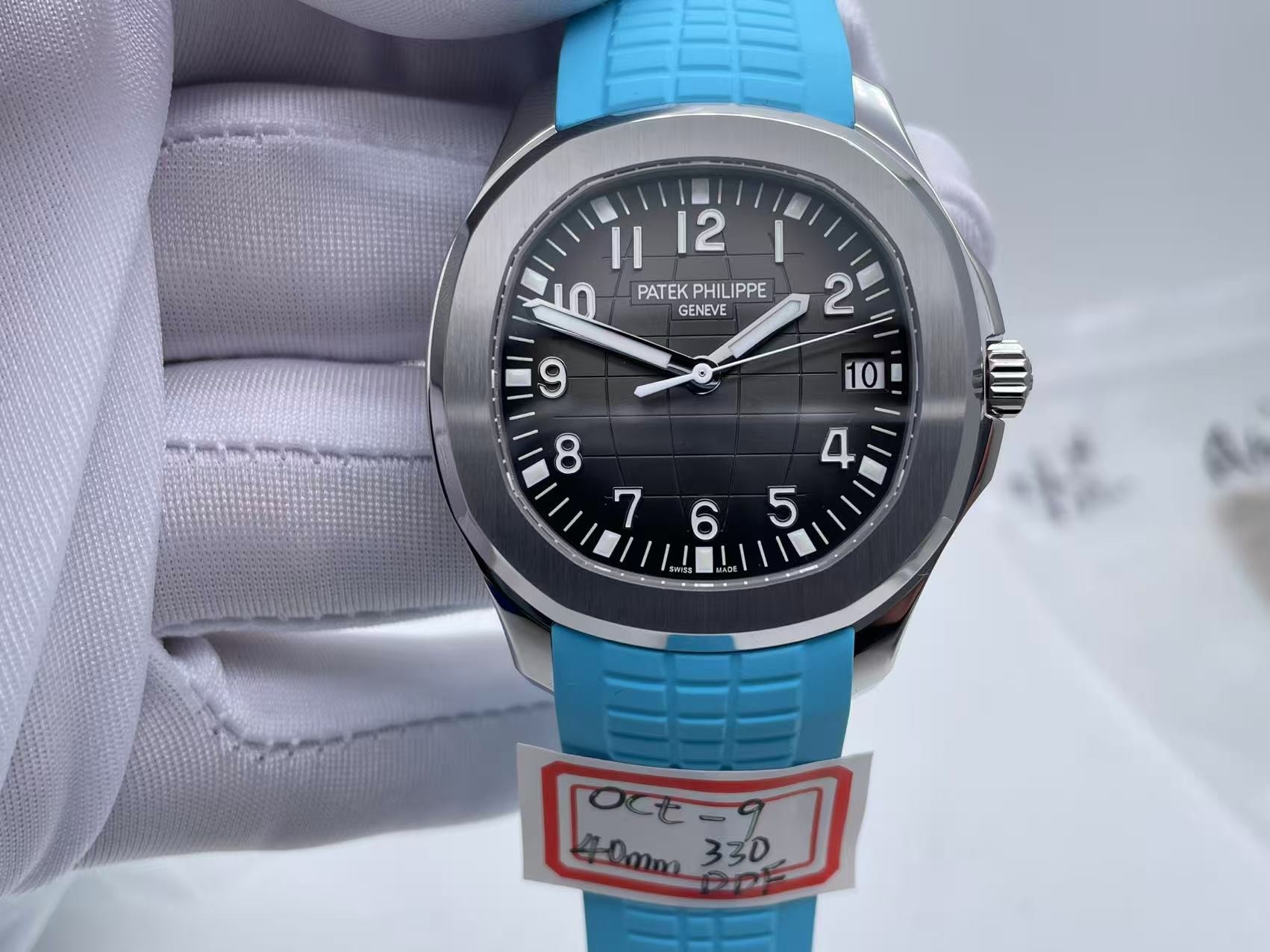 Aquanaut 5167 SS DDF 1:1 Best Edition Gray Dial on Black Baby Blue Strap DD330 Super Clone $578