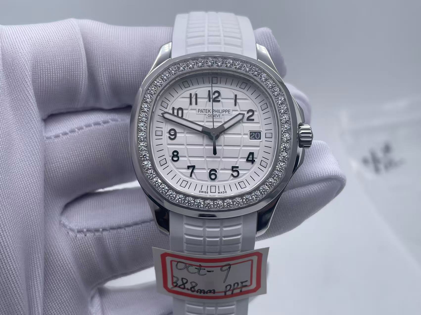 Aquanaut 5267 SS PPF 1:1 Best Edition White Textured Dial on White Rubber Strap Ronda Quartz $298