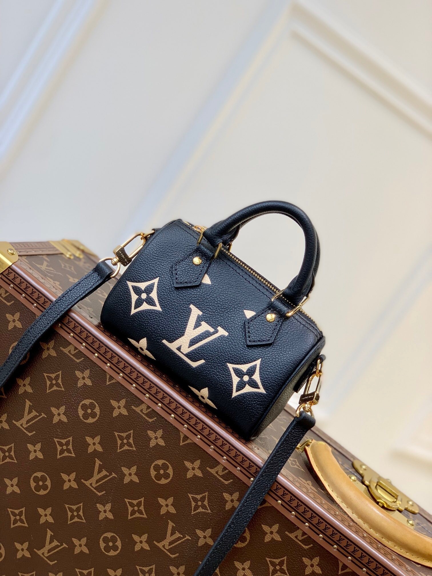 LV Nano Speedy bag in black Monogram Empreinte leather