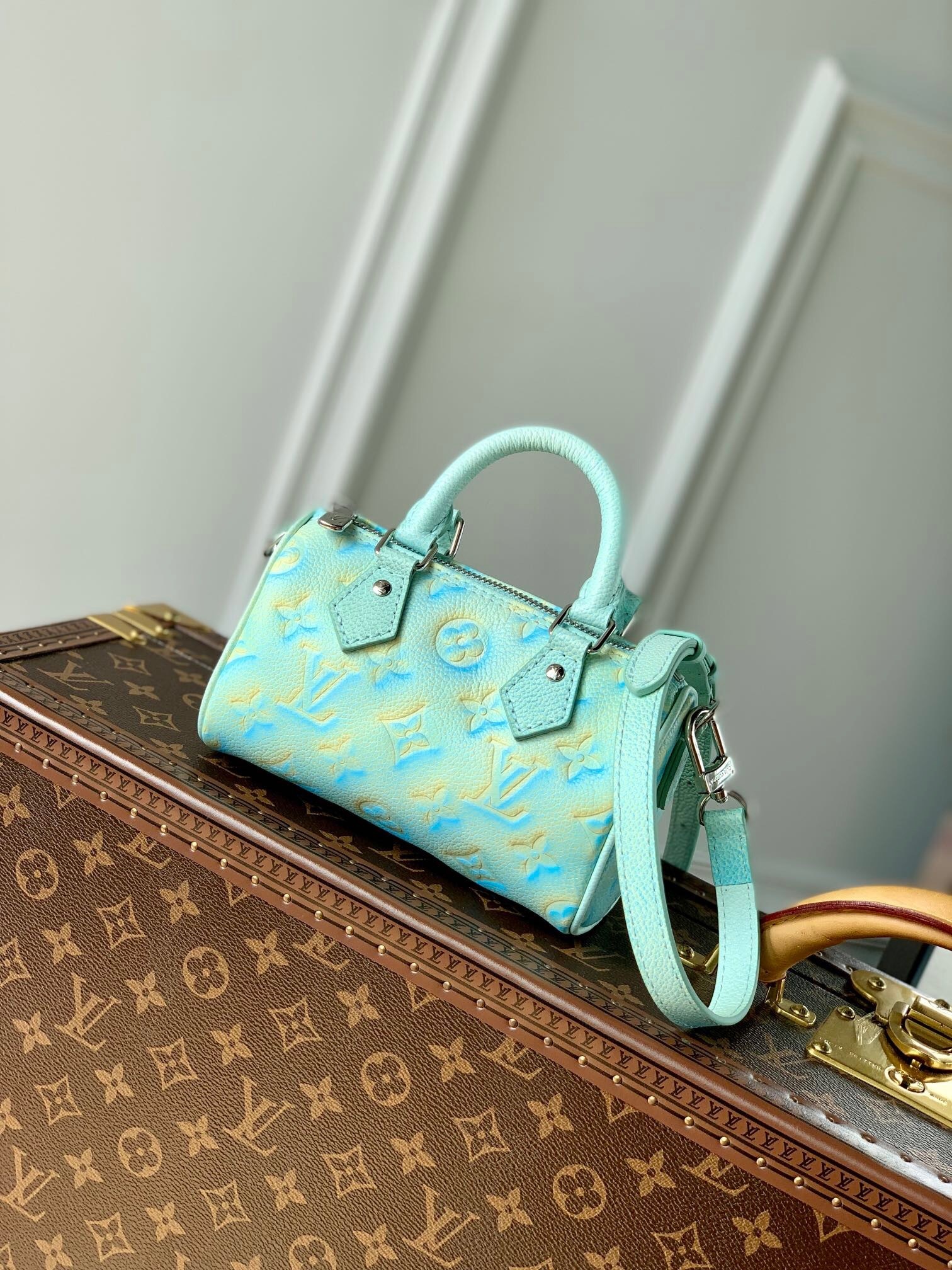 LV Nano Speedy bag Green/Beige/Cream for Women