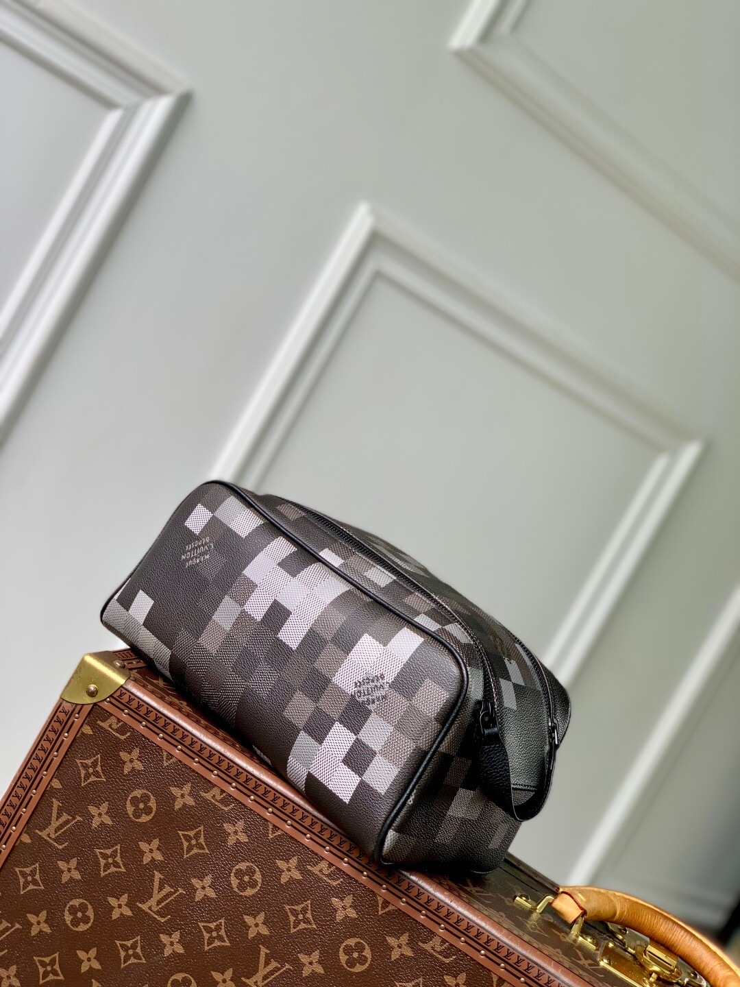 LV Dopp Kit in Damoflage Black canvas