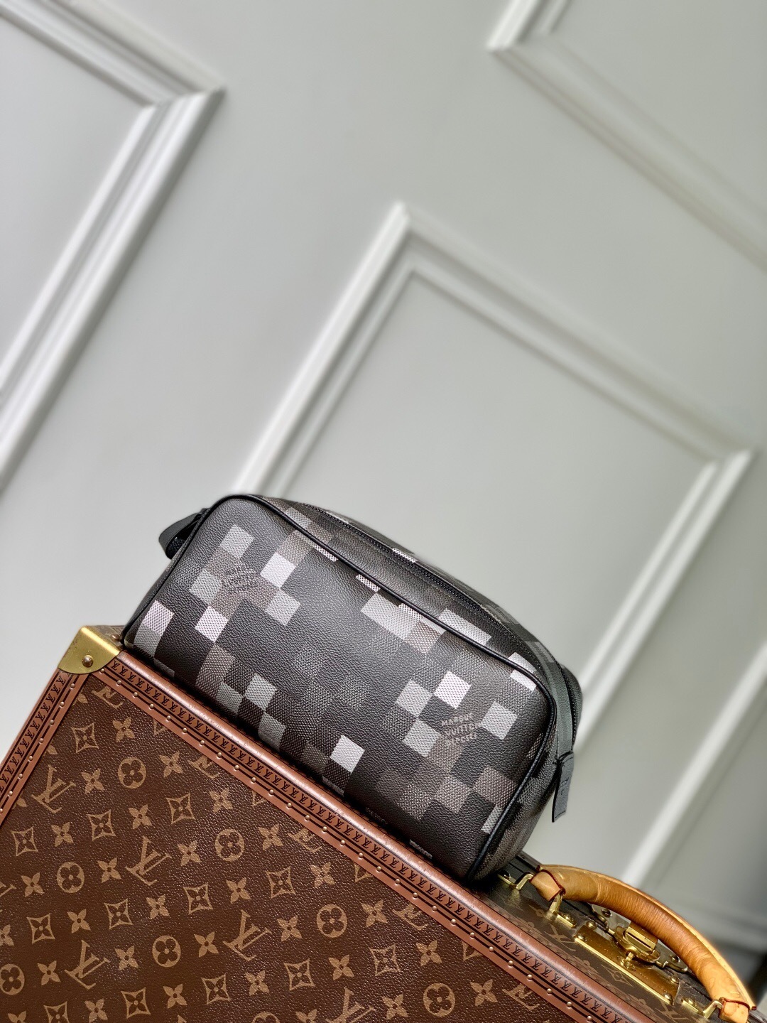 LV Dopp Kit in Damoflage Black canvas