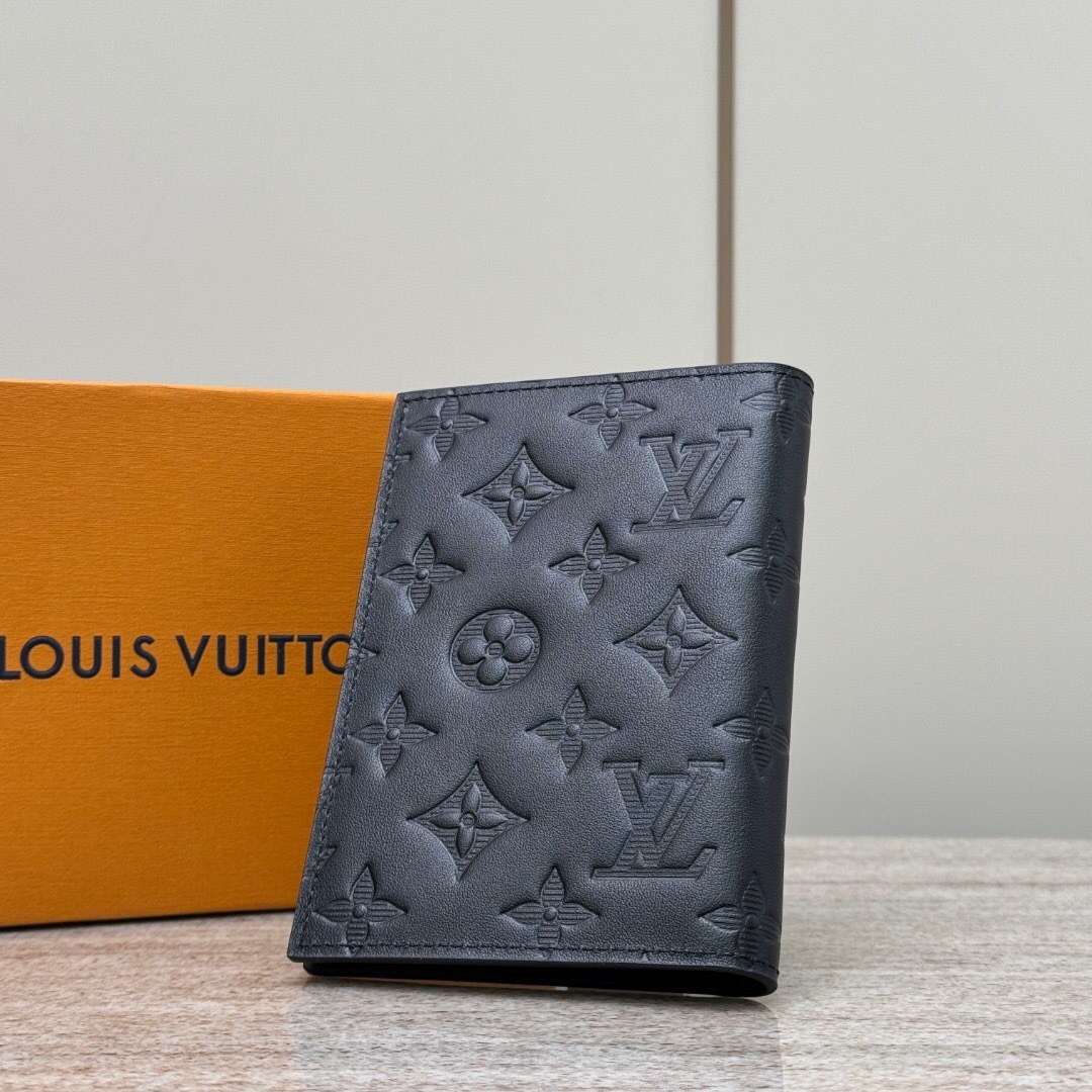 LV Passport Cover in Monogram Shadow leather