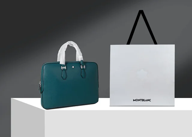 Montblanc Sartorial Thin Document Case in Cyprus blue cross-grain leather