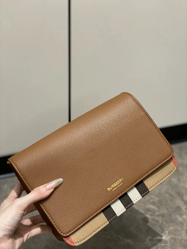Burberry Mackford Check Canvas & Leather Shoulder Bag
