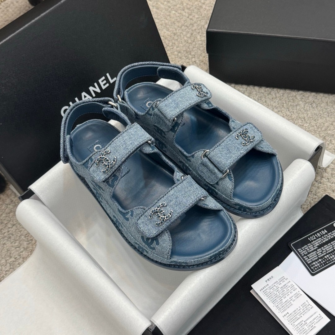 Chanel Denim CC Dad Sandals