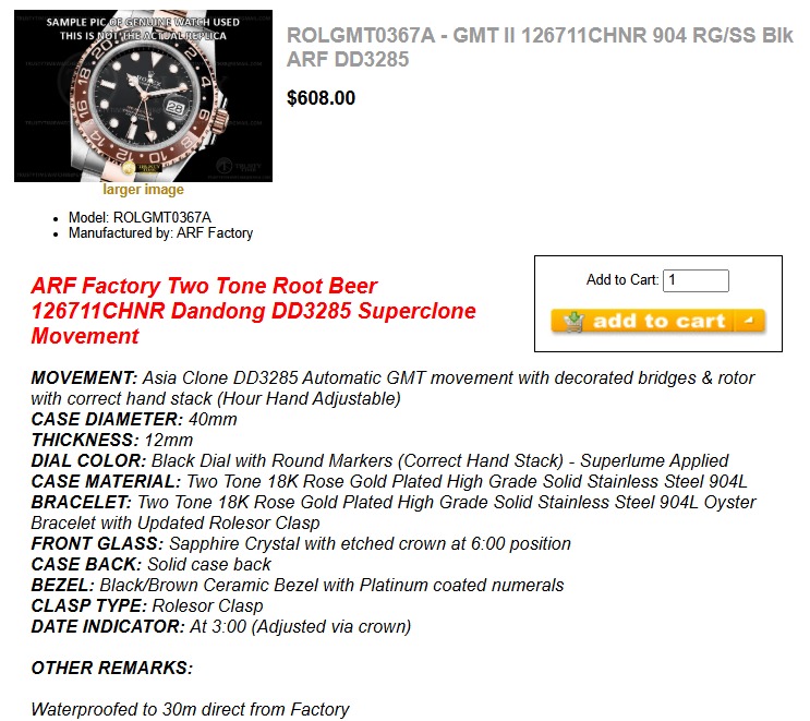ROLGMT0367A - GMT II 126711CHNR 904 RG/SS Blk ARF DD3285 $608