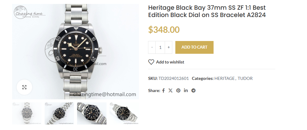 Heritage Black Bay 37mm Ss ZF 1:1 BestEdition Black Dia on Ss Bracelet A2824 $348