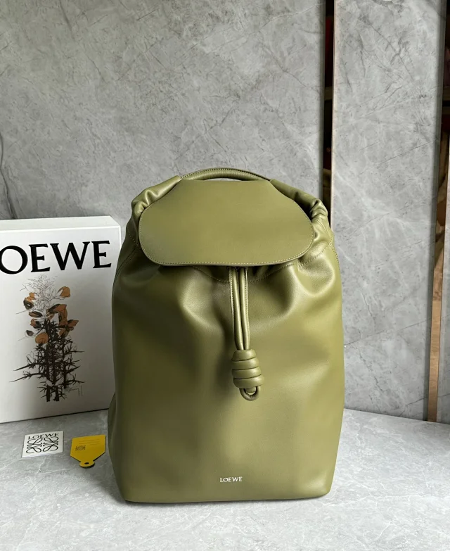 Loewe Flamenco backpack in shiny supple calfskin green