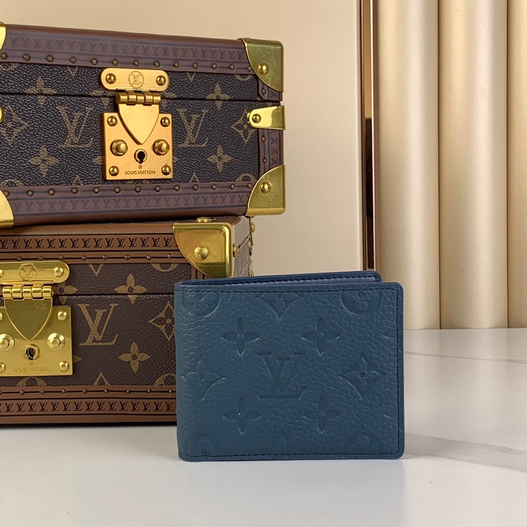 LV Multiple Wallet in embossed Taiga leather.