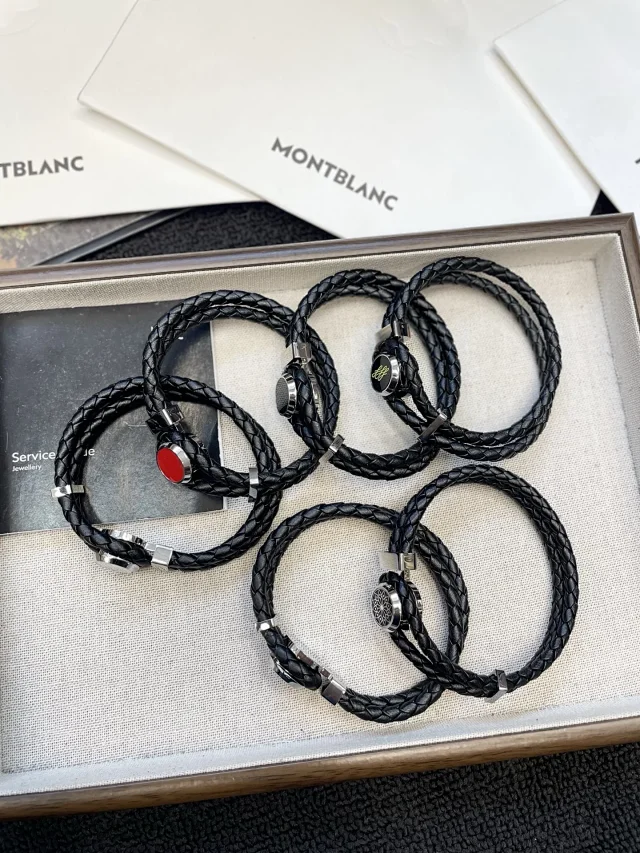 montblanc braided leather bracelets for men