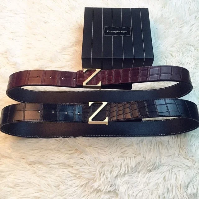 Zegna reversible leather belt with a "Z" logo buckle