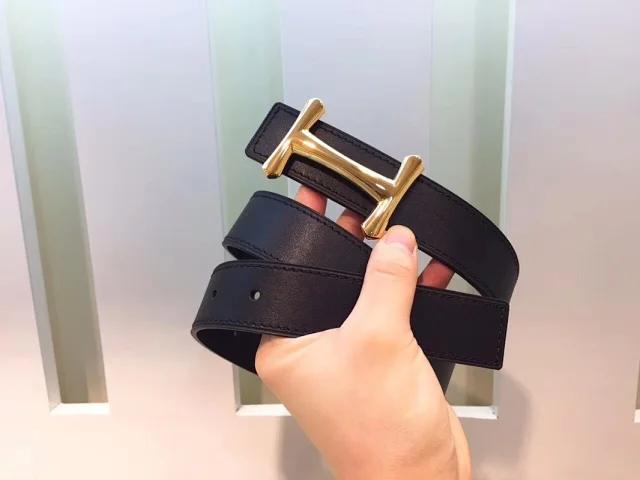 Hermes H buckle belts "H" buckle and high-quality leather.