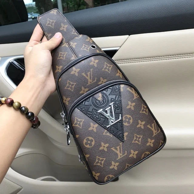 LV Avenue Slingbag in Monogram Macassar canvas.