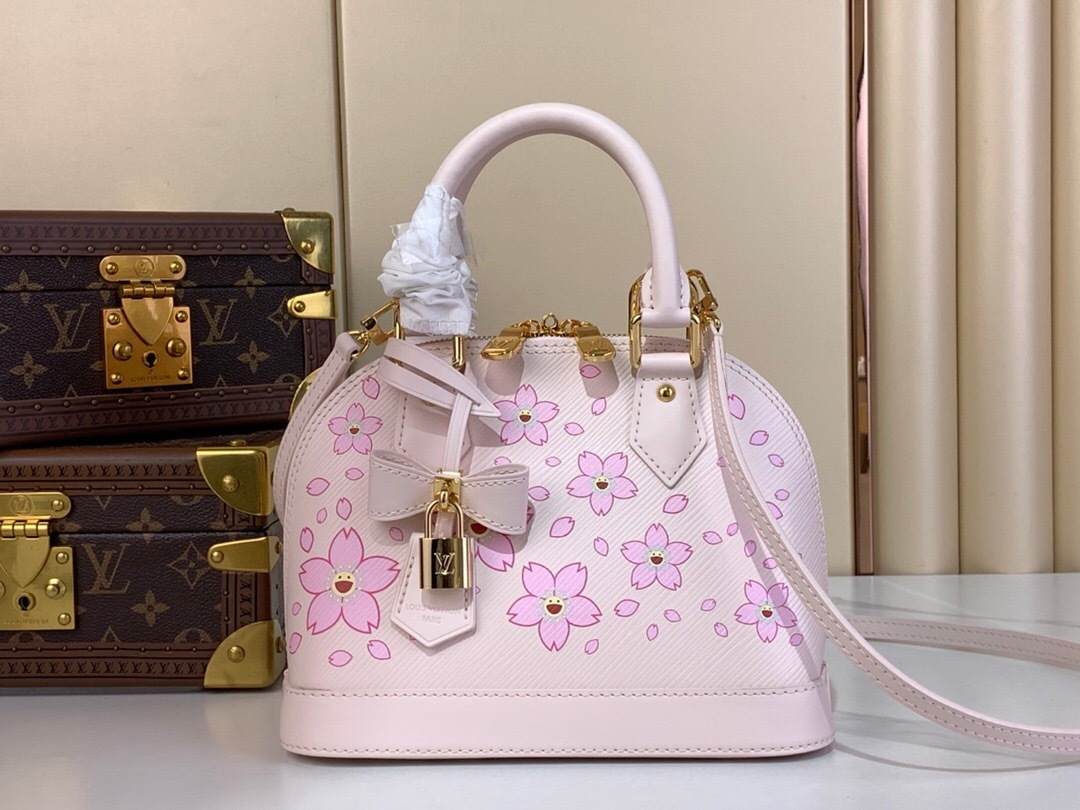 LV x Takashi Murakami LV x TM Cherry Blossom Alma BB handbag in pink Epi grained leather