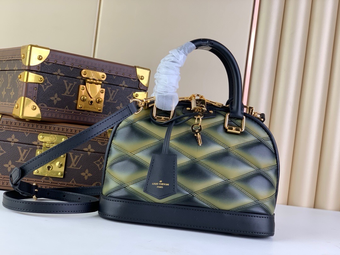 LV Alma BB handbag in quilted lambskin with a sprayed effect