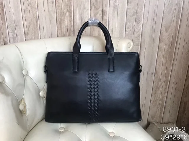 Bottega Veneta Black Intrecciato Briefcase Bag