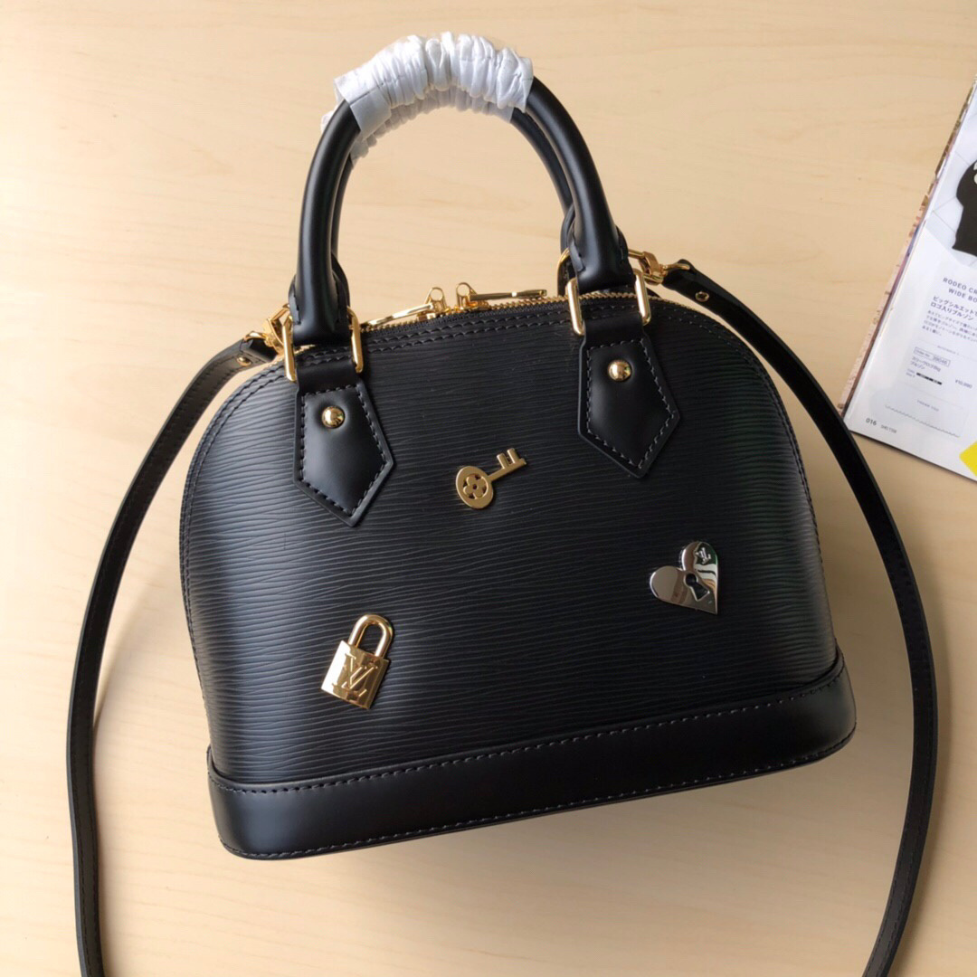 LV Epi Love Lock Alma BB handbag in black