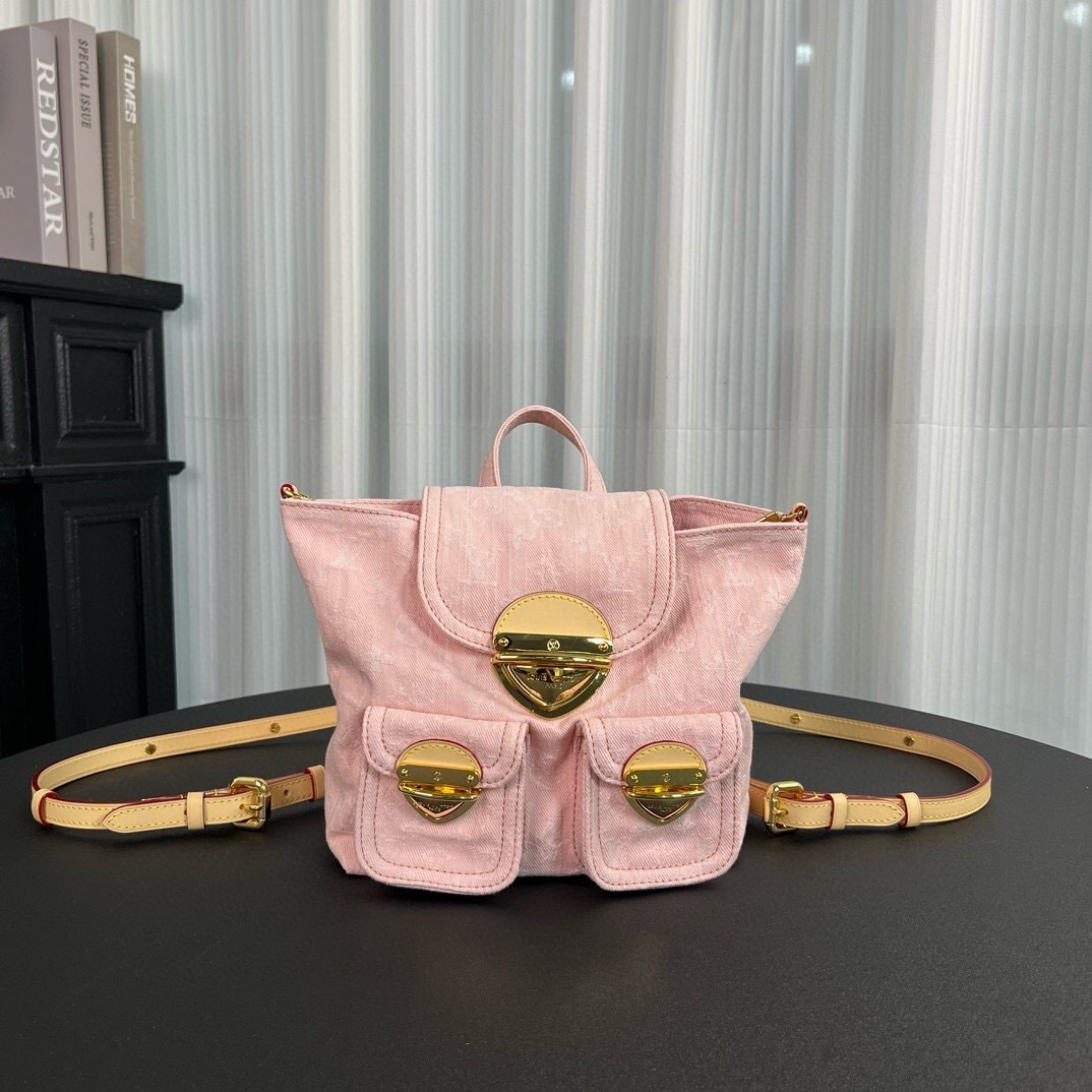 LV Venice Monogram Denim backpack in washed pink