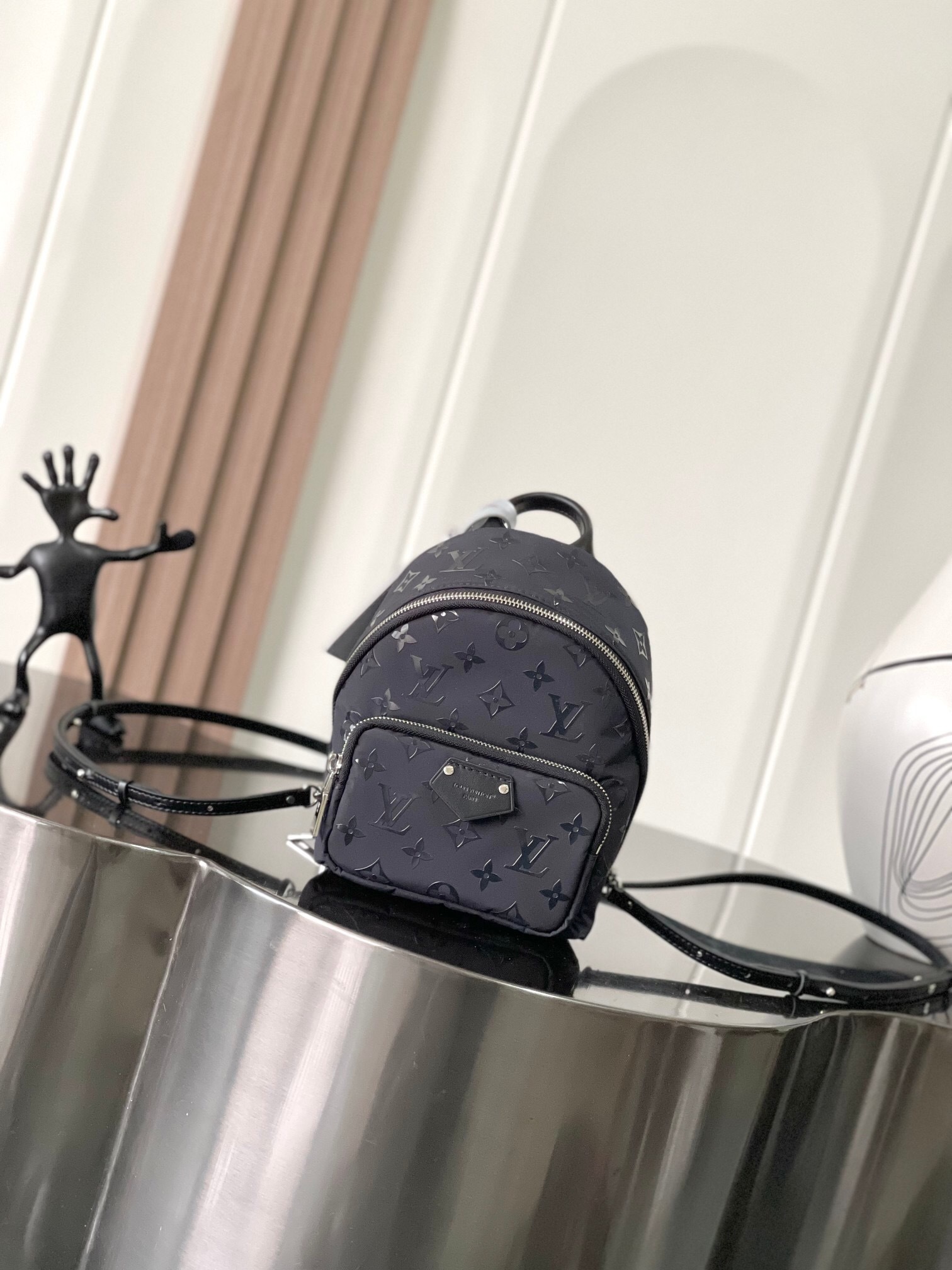 LV Palm Springs Mini Backpack in black Monogram Nylon