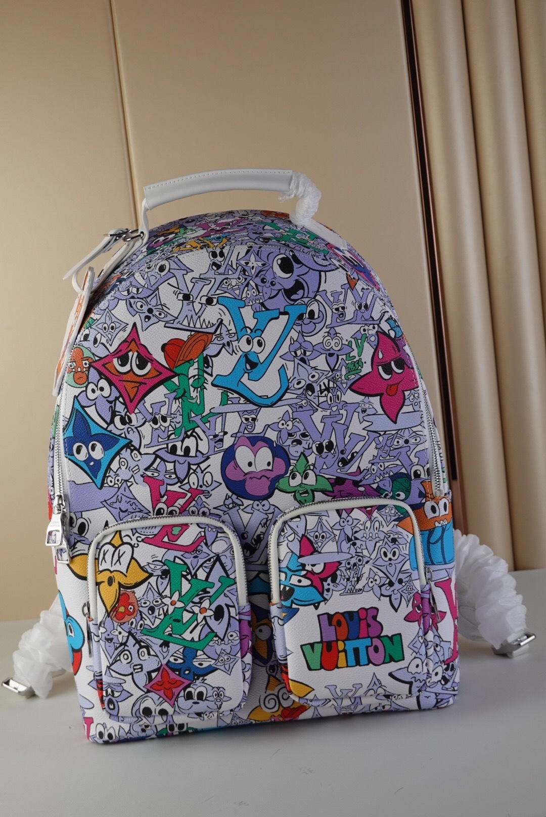 LV Monogram Comics Multipocket Backpack in multicolor