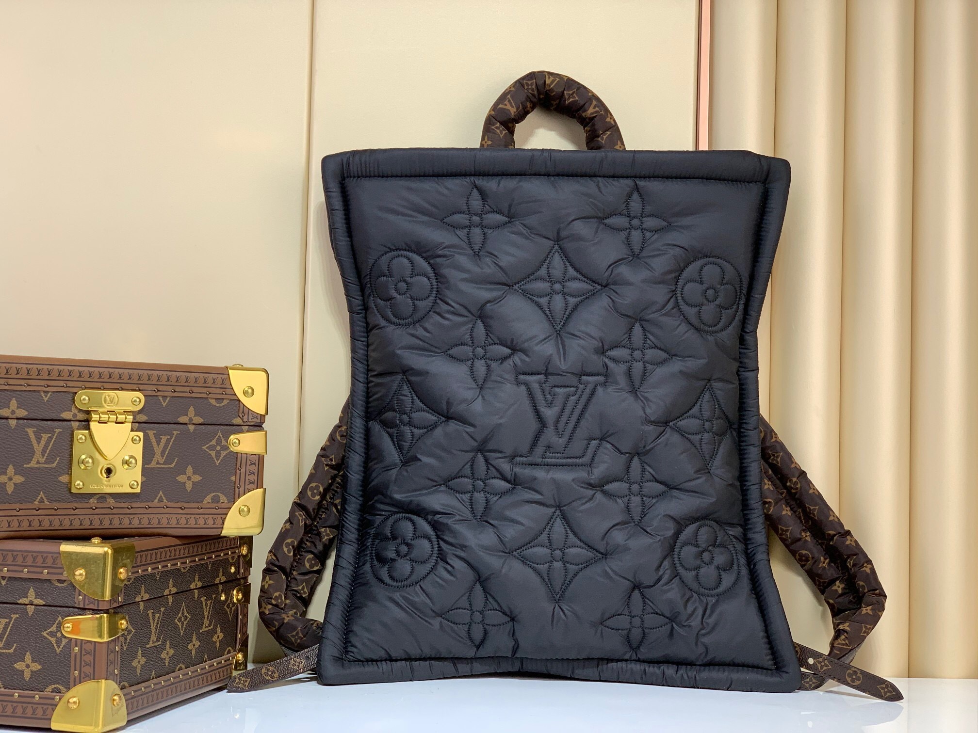 LV Econyl Monogram Pillow Backpack in black
