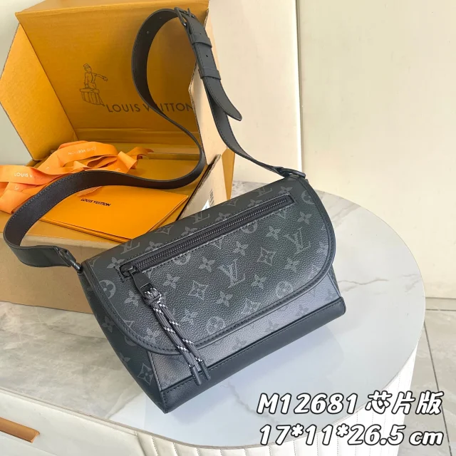 LV M12681 Pulse Messenger bag in Monogram Eclipse canvas