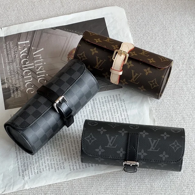 LV 3 Watch Case in Monogram Canvas and Damier Graphite Canvas