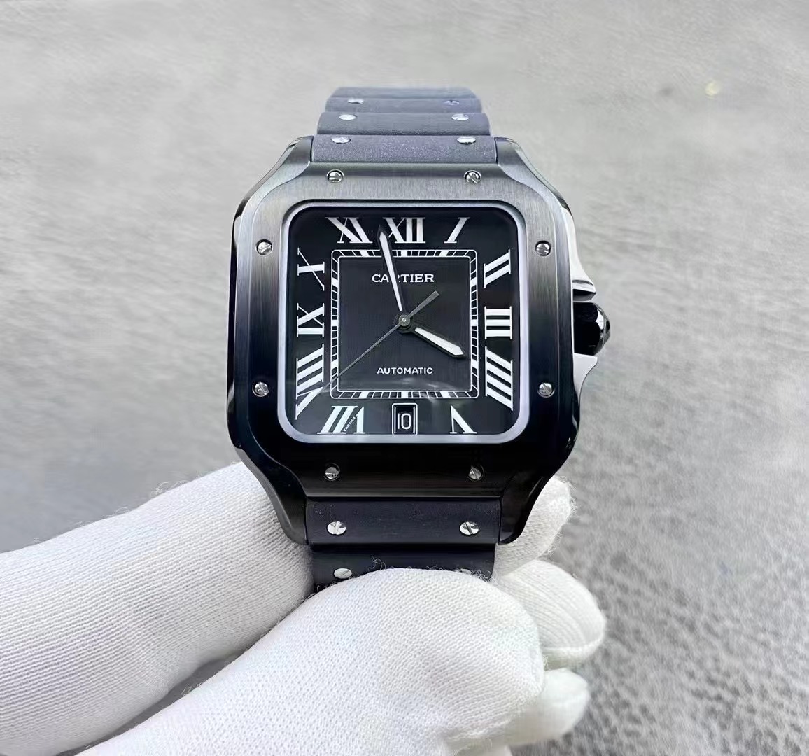 Santos de Cartier 40mm PVD BVF 1:1 Best Edition Black Dial on Rubber Strap MIYOTA 9019 $438