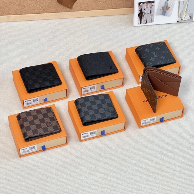 LV wallets in various patterns Monogram and Damier canvas