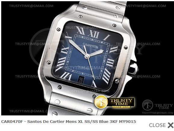 CAR0470F - Santos De Cartier Mens XL SS/SS Blue 3KF MY9015 $488