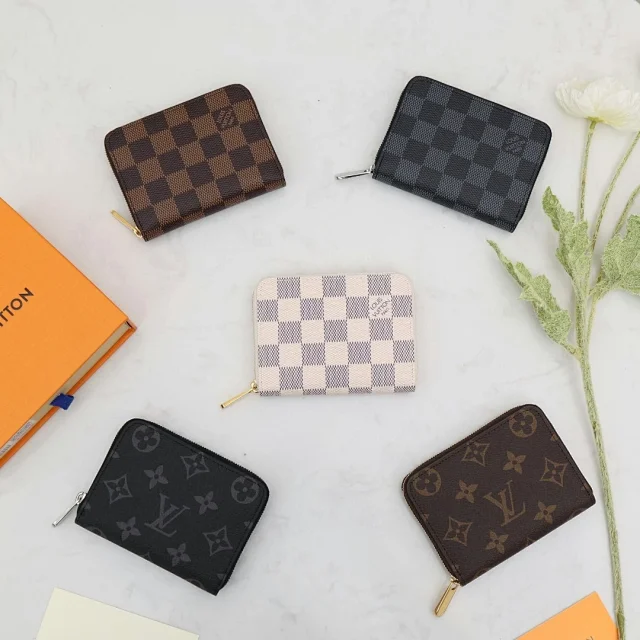LV Zippy Coin Purses in various materials and patterns Monogram and Damier canvas.
