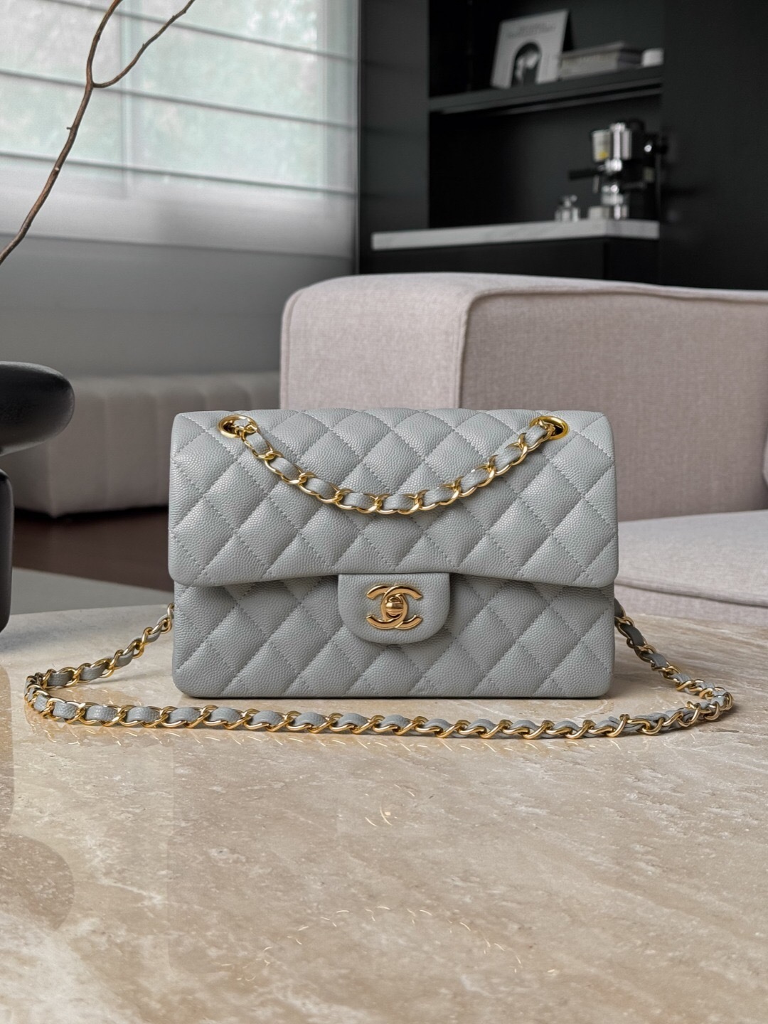 Chanel Classic Flap bag with a leather-woven chain strap shoulder bag