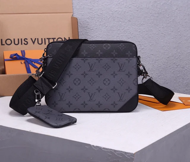 LV Trio Messenger bag in Monogram Shadow leather