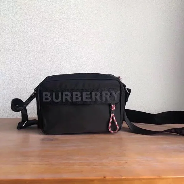 Burberry logo-print nylon crossbody bag in black