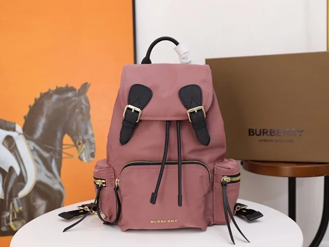 Burberry Small Rucksack in technical nylon and leather in the color mauve pink all colors