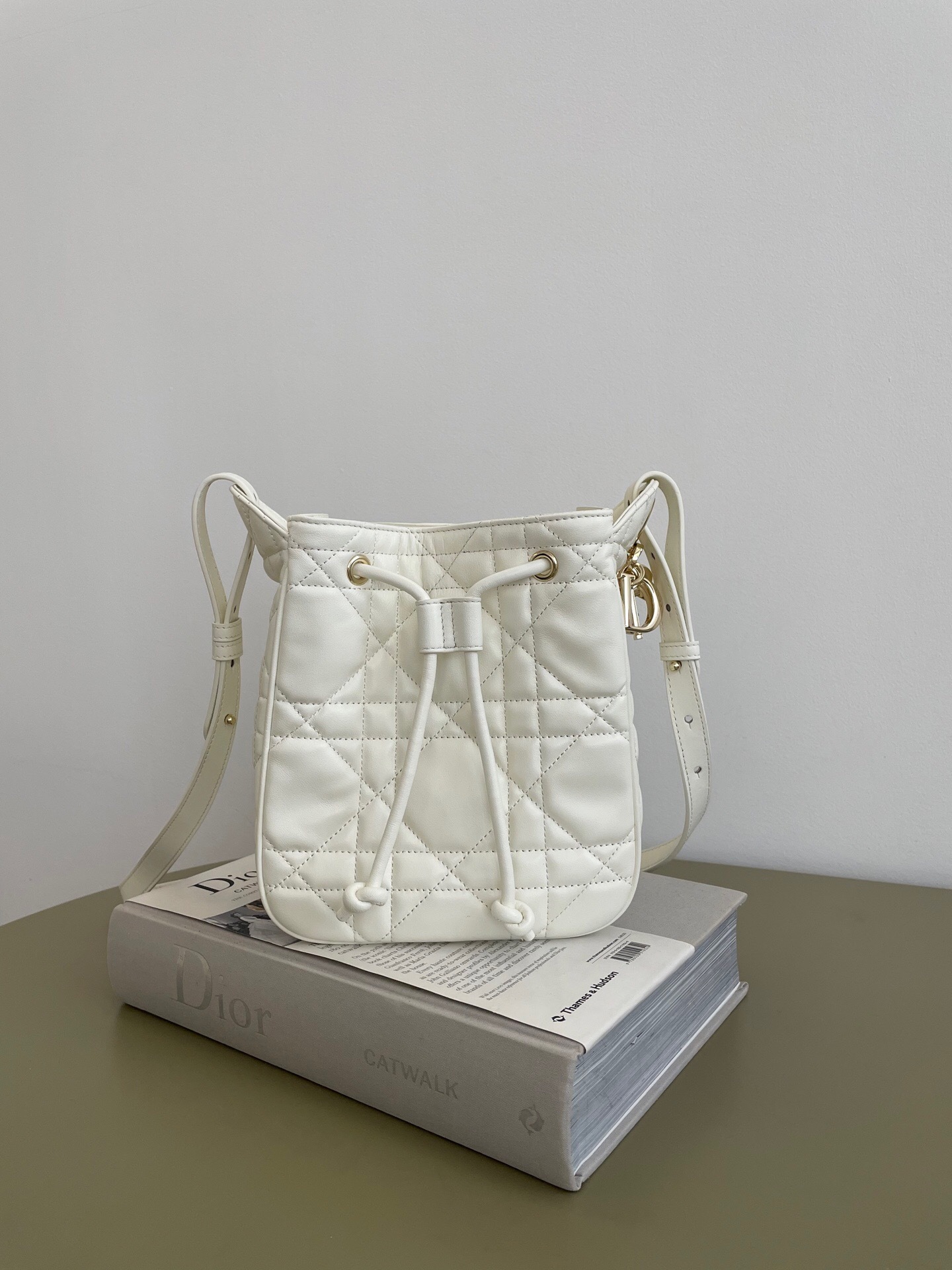 Dior Small D-Motion bag in ivory Macrocannage lambskin shoulder bag